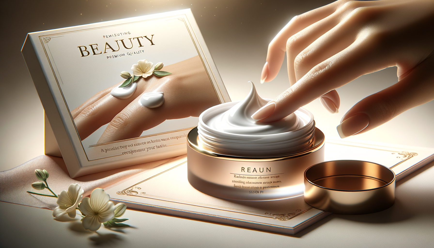 minimal flat-lay of premium products with warm light and vibrant accents