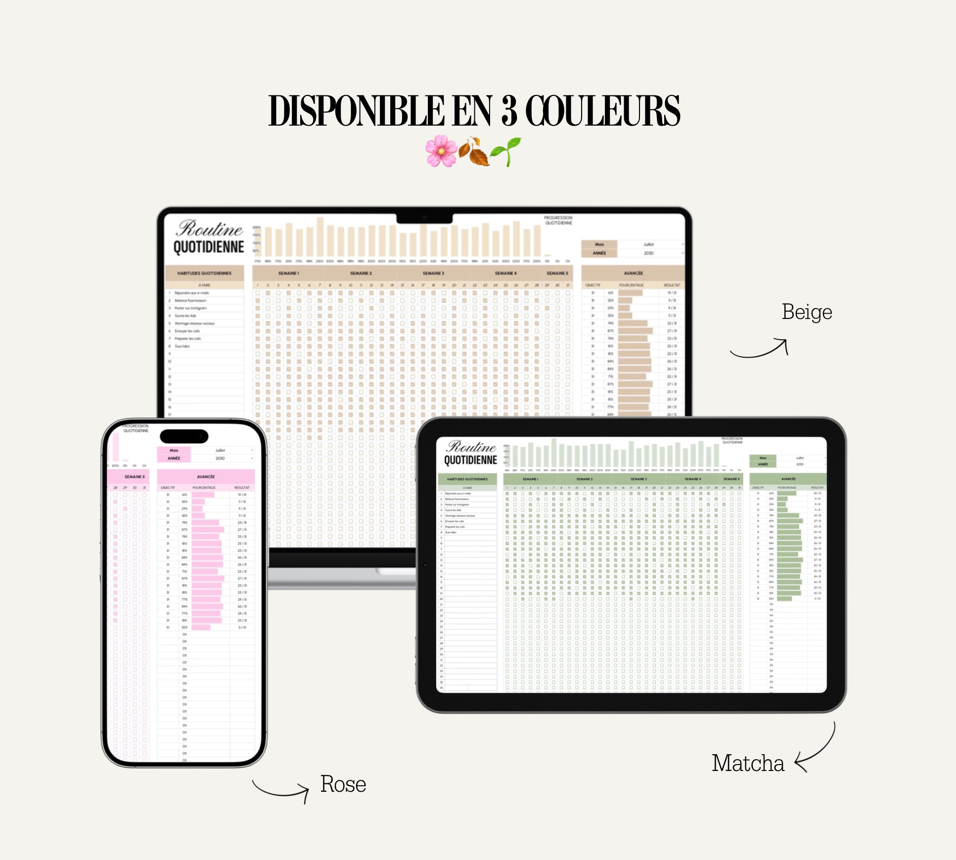 Routine Quotidienne – Planner Google Sheets pour Entrepreneur(e) Beauté
