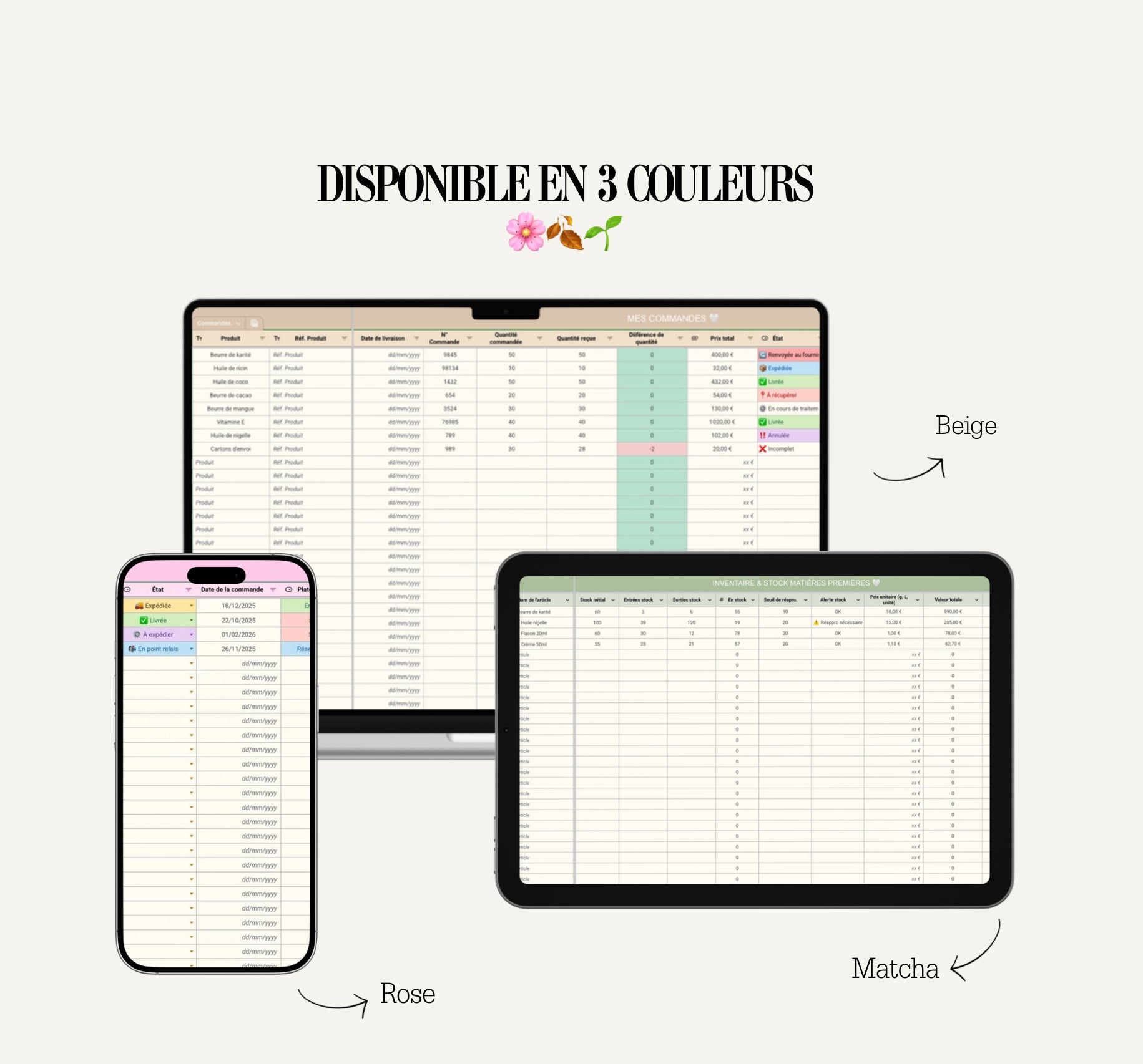 Dashboard Marque Cosmétique – Template Google Sheets Gestion Complète