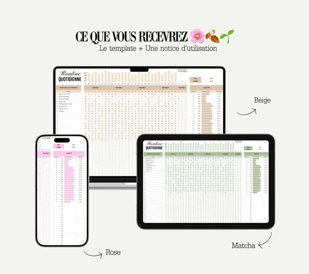 Routine Quotidienne – Planner Google Sheets pour Entrepreneur(e) Beauté