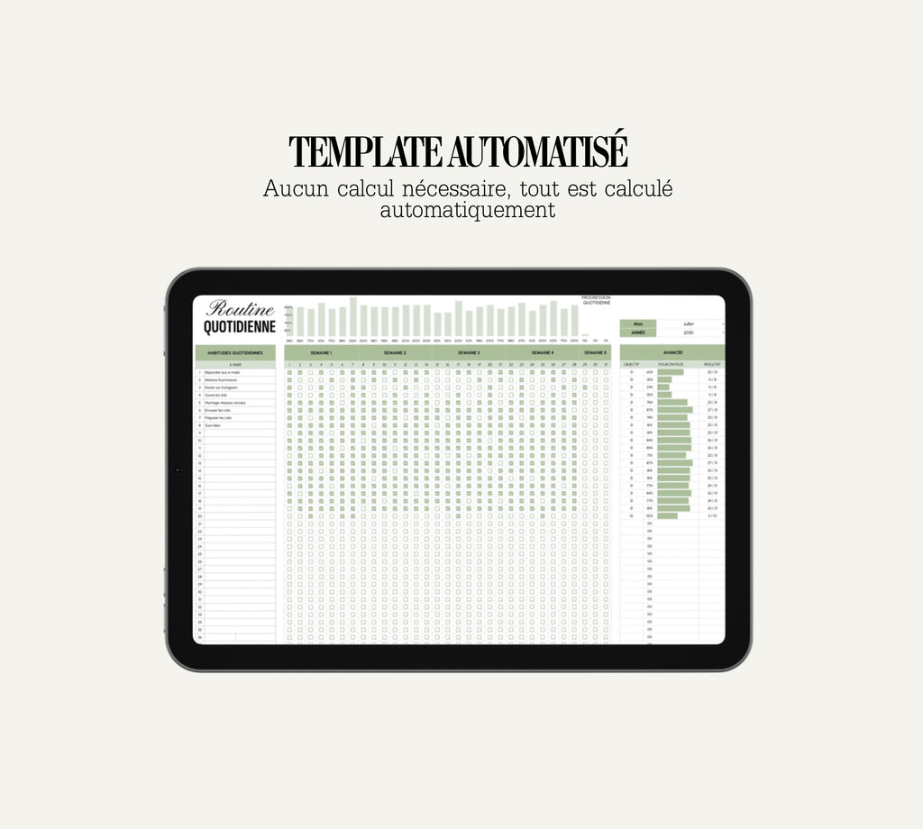 Routine Quotidienne – Planner Google Sheets pour Entrepreneur(e) Beauté
