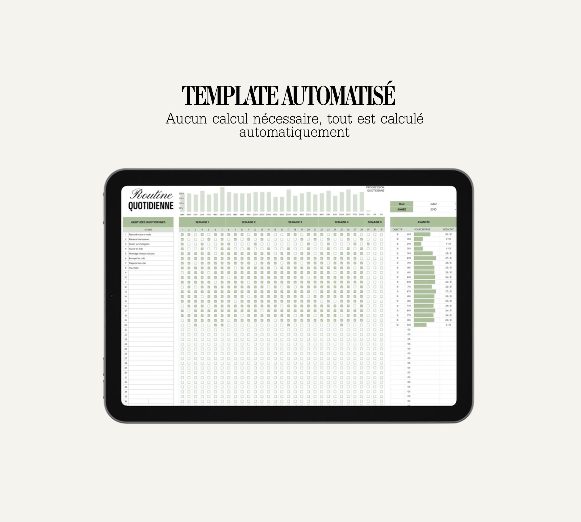 Routine Quotidienne – Planner Google Sheets pour Entrepreneur(e) Beauté