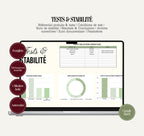 Tests & Stabilité pour produit cosmétique – Suivi Complet Google Sheets